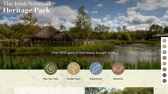 Screenshot of Irish National Heritage Park website