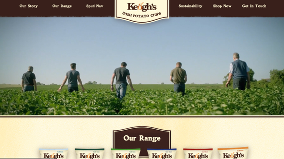 Screenshot of Keogh's Crisps USA website